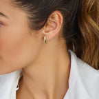 Klapoorringen zirkonia 14k geelgoud