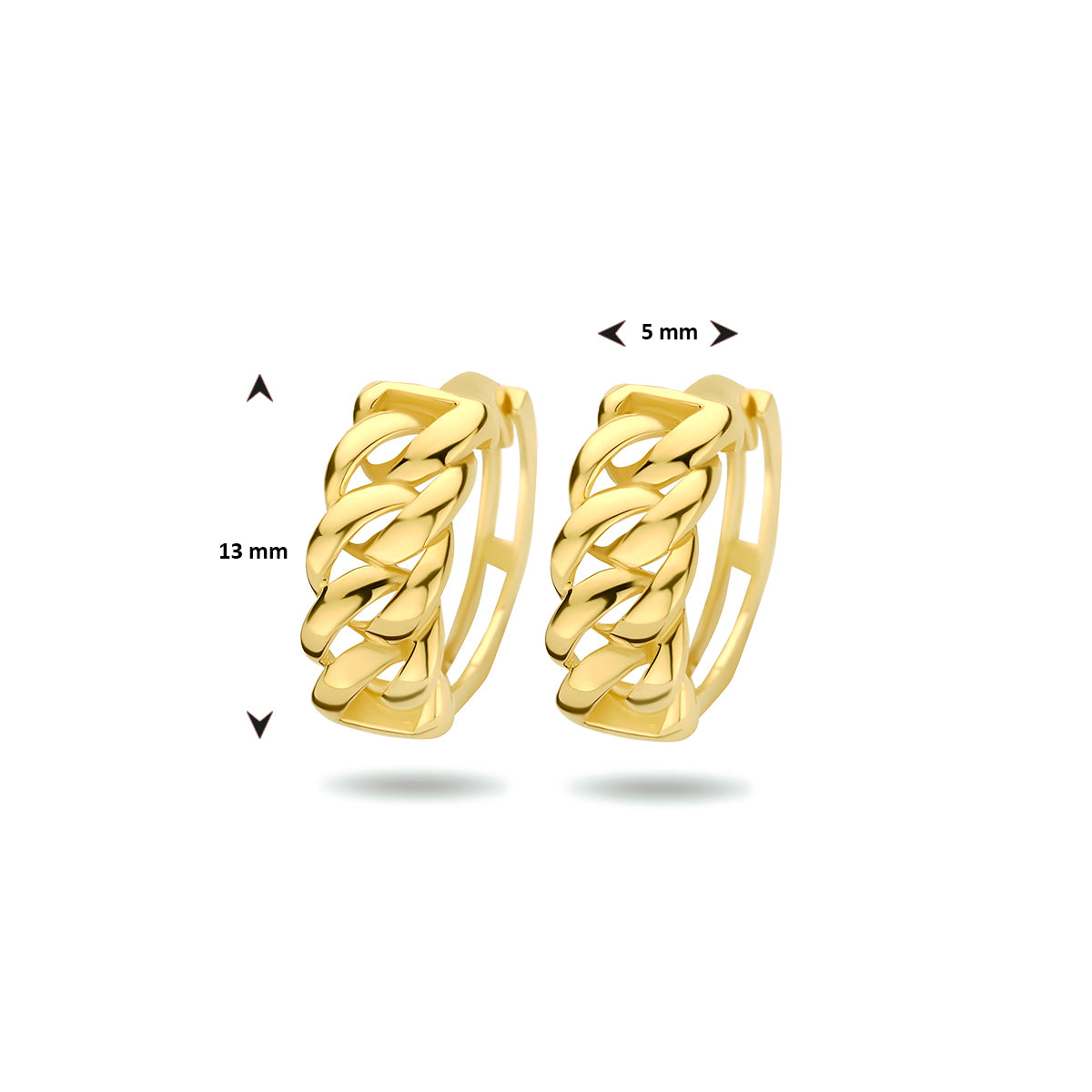 Klapoorringen gourmet 5 x 13 mm 14k geelgoud