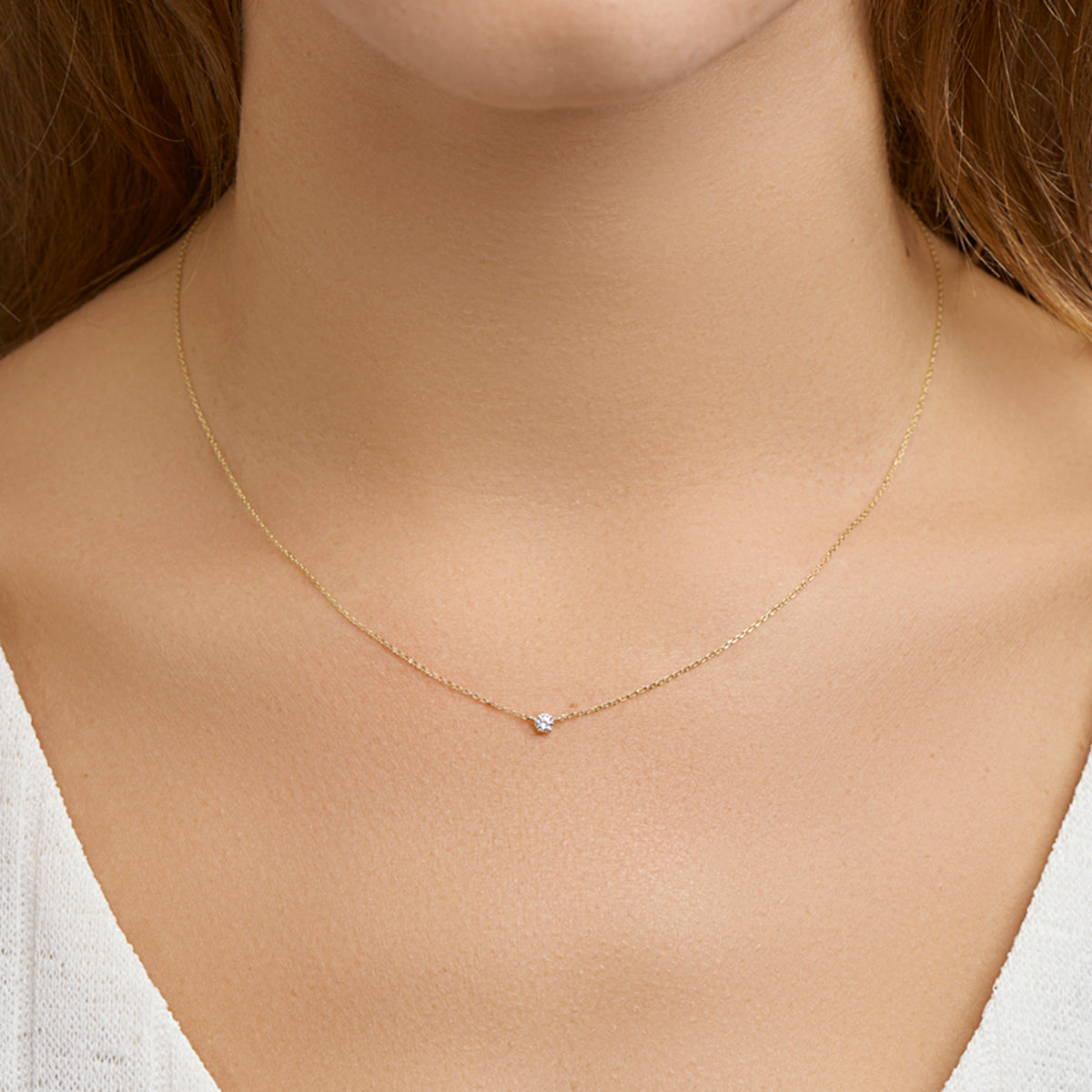 Collier zirkonia 40 + 4 cm 14k geelgoud