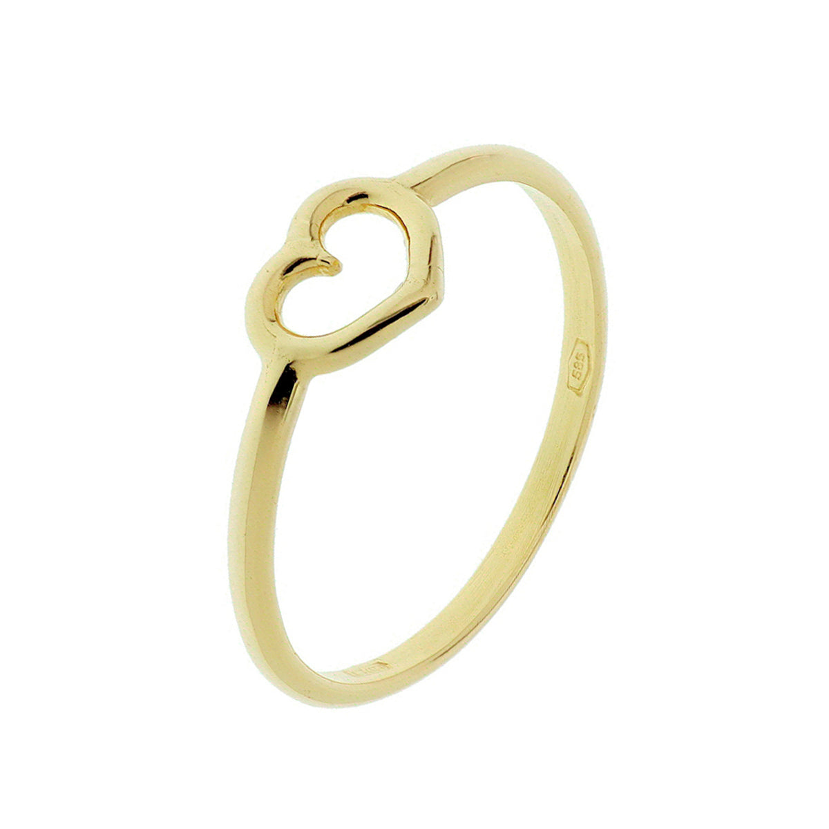 Ring hart 14k geelgoud