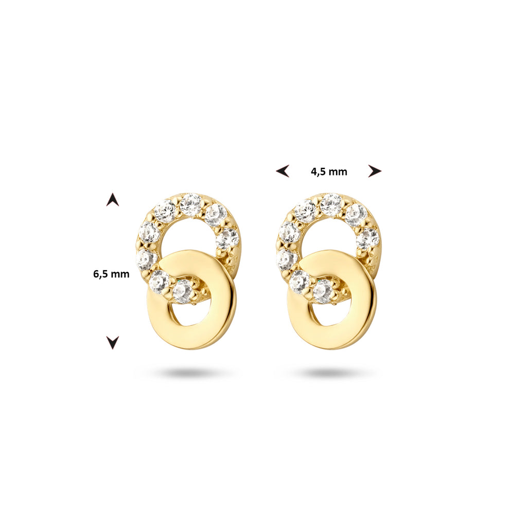 Oorknoppen zirkonia 14k geelgoud