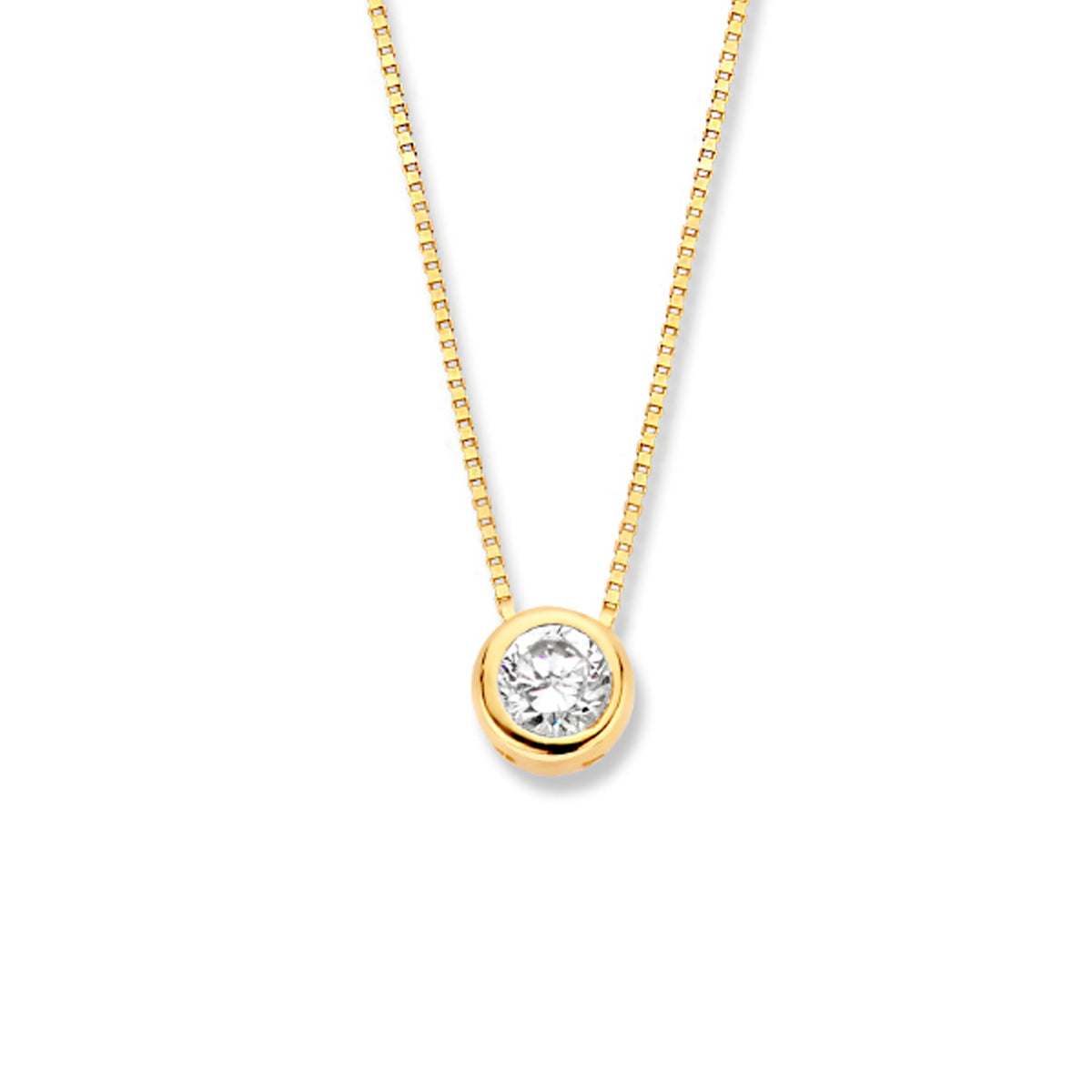 Collier zirkonia 40 + 2 cm 14k geelgoud