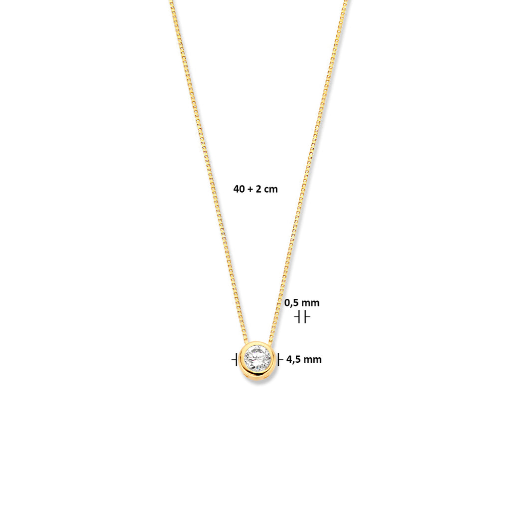 Collier zirkonia 40 + 2 cm 14k geelgoud