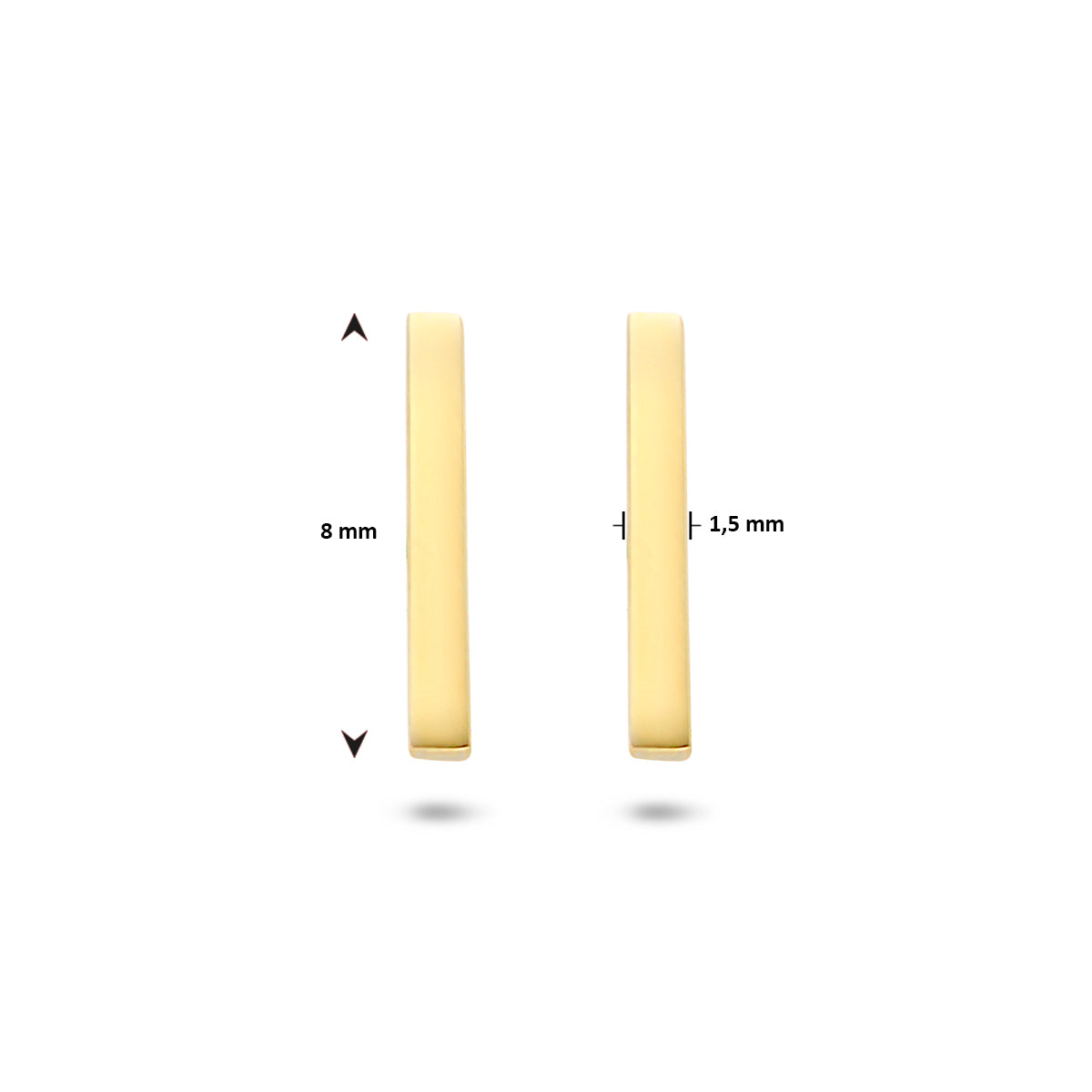 Oorknoppen balkje 14k geelgoud