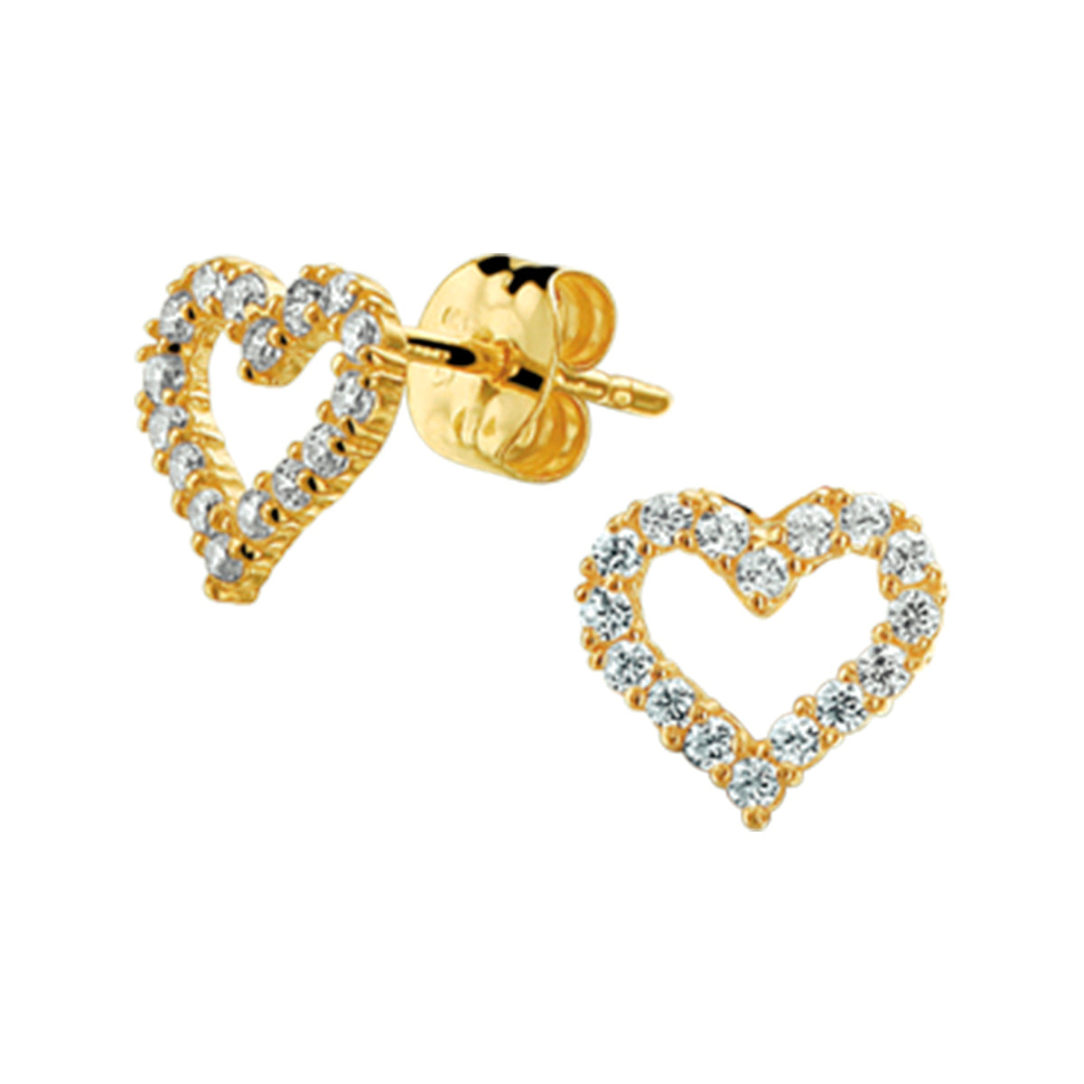 Oorknoppen hart zirkonia 14k geelgoud
