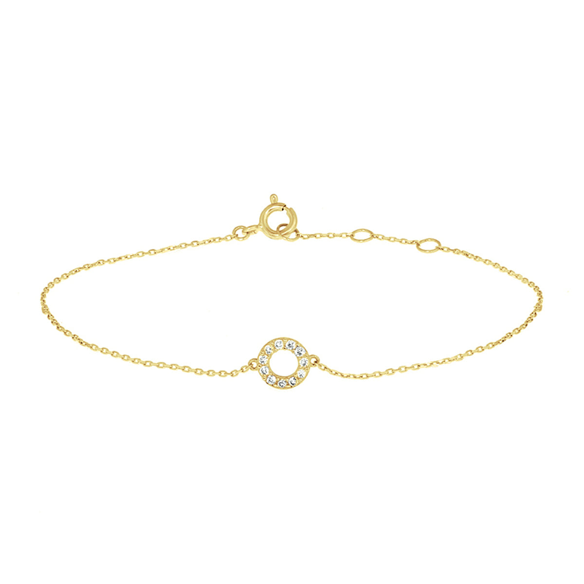 Armband rondjes zirkonia 16,5 - 18,5 cm 14k geelgoud