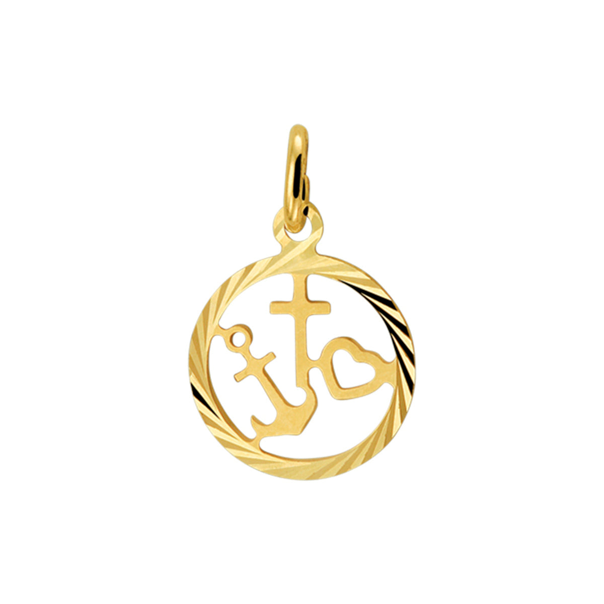 Hanger geloof, hoop en liefde gediamanteerd 14k geelgoud