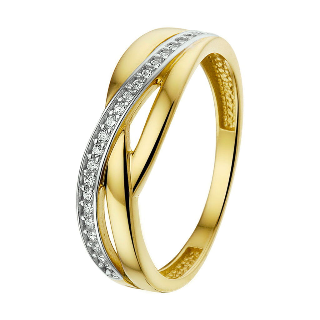 Ring zirkonia 14k geelgoud
