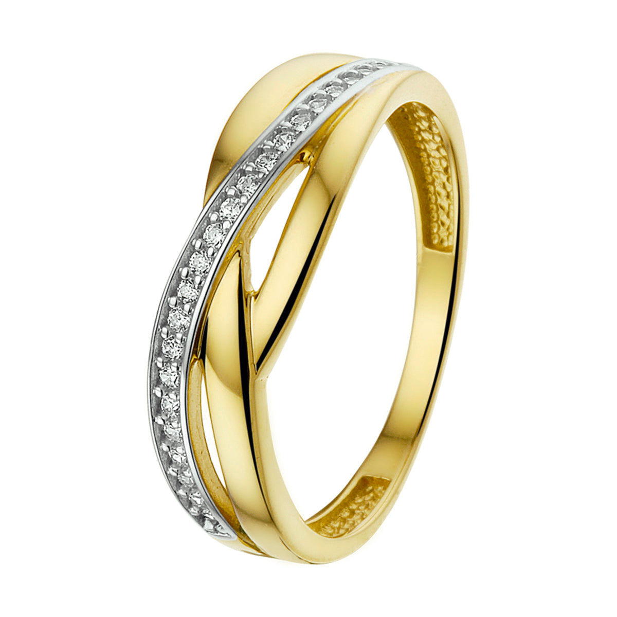 Ring zirkonia 14k geelgoud