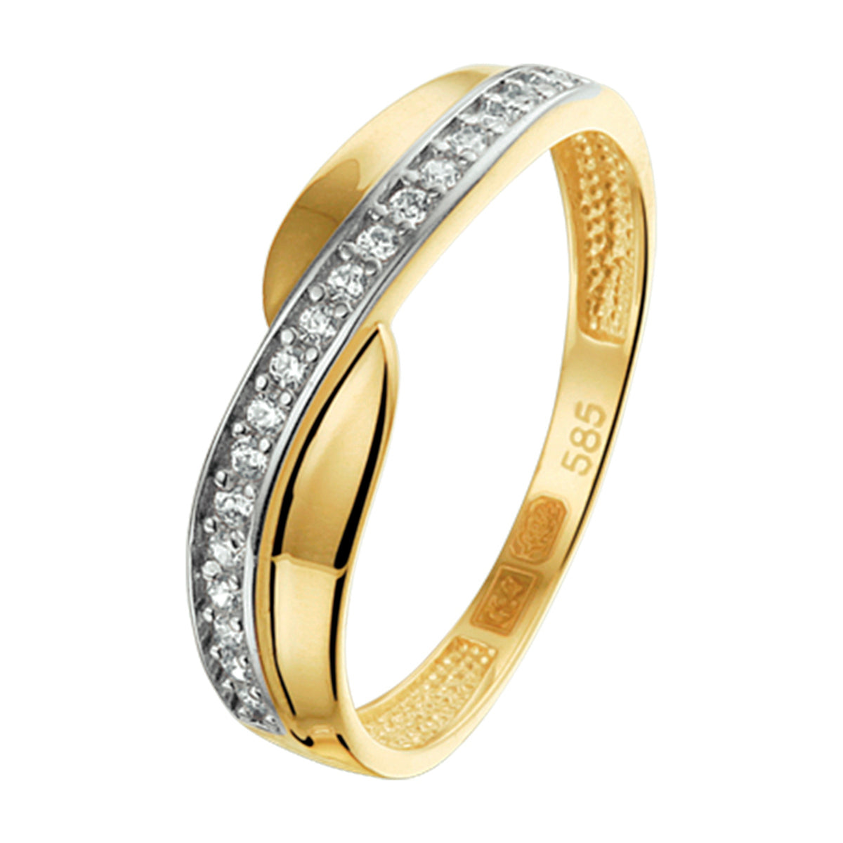 Ring zirkonia 14k geelgoud