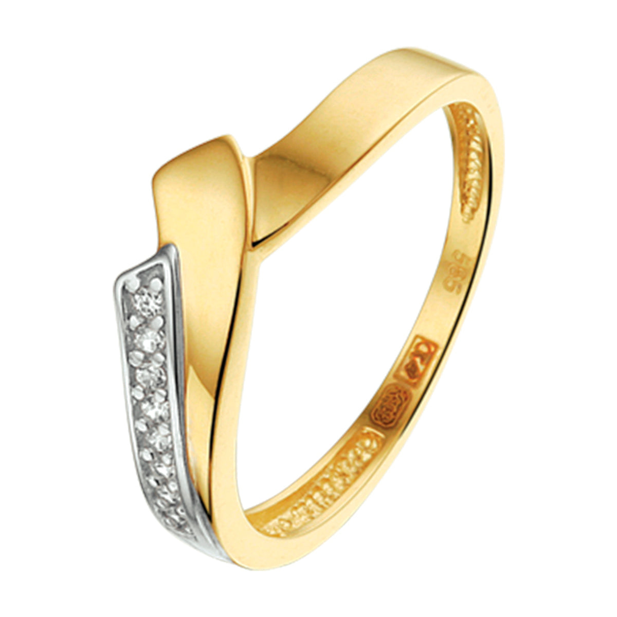 Ring zirkonia 14k geelgoud