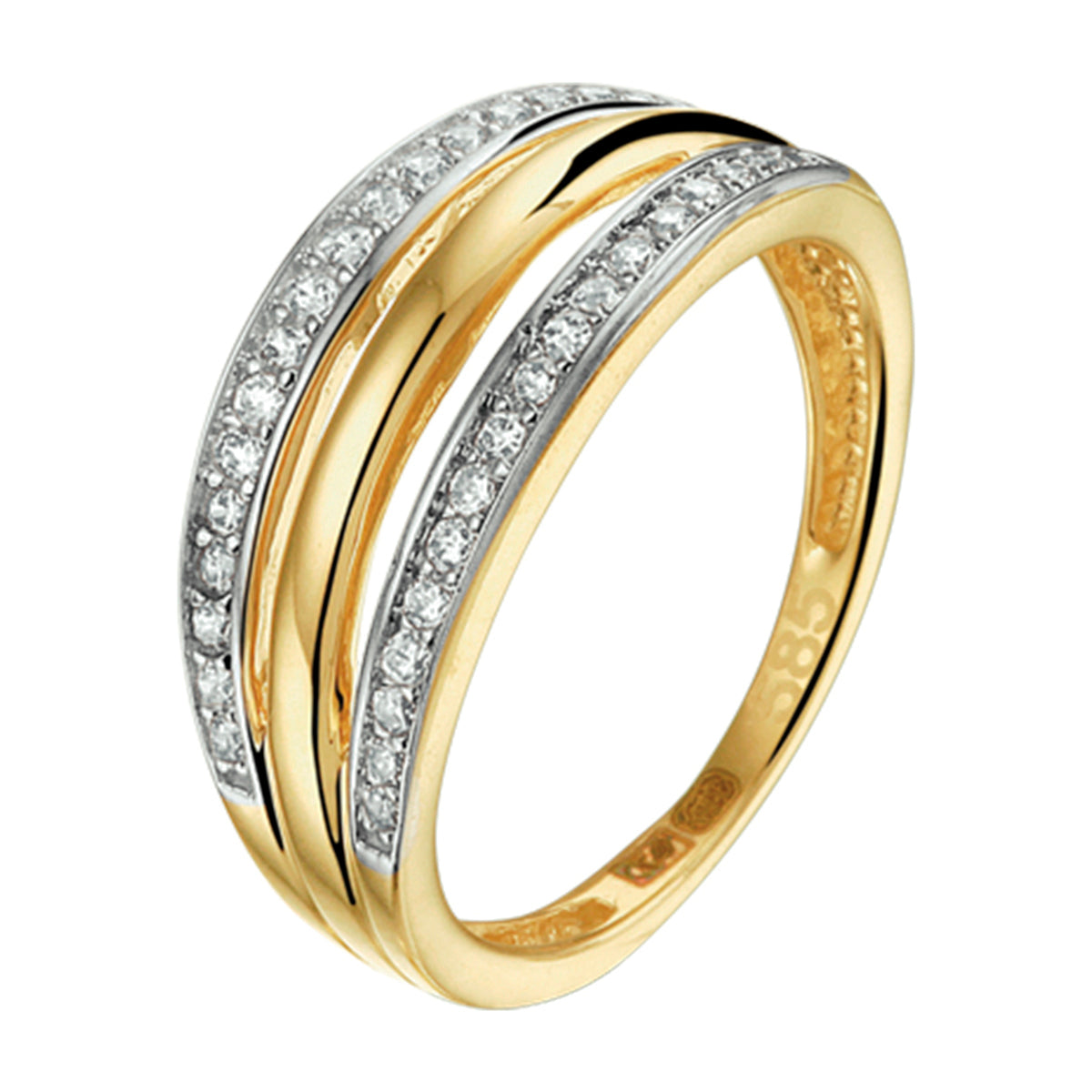 Ring zirkonia 14k geelgoud
