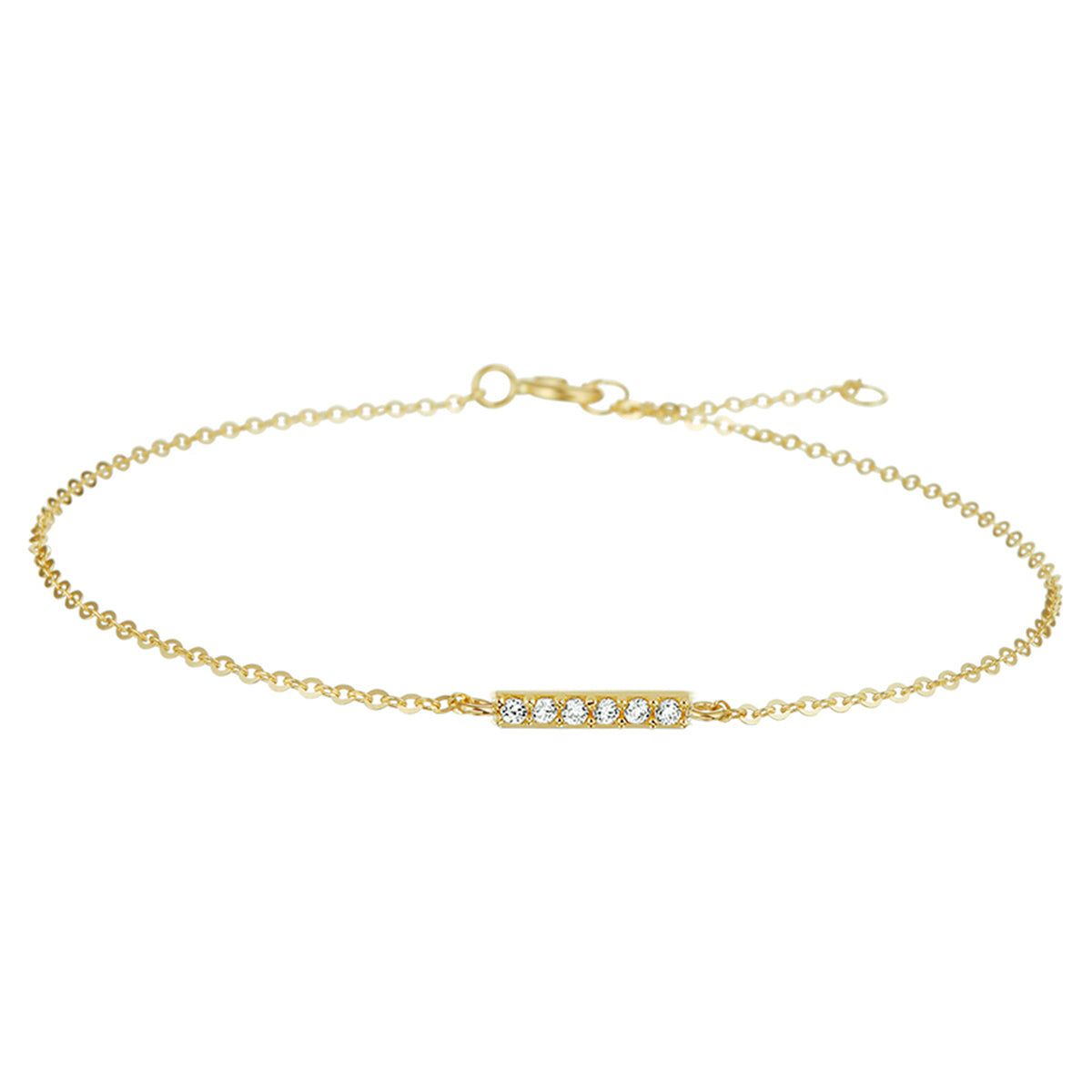 Armband balkje zirkonia 16,5 - 18,5 cm 14k geelgoud