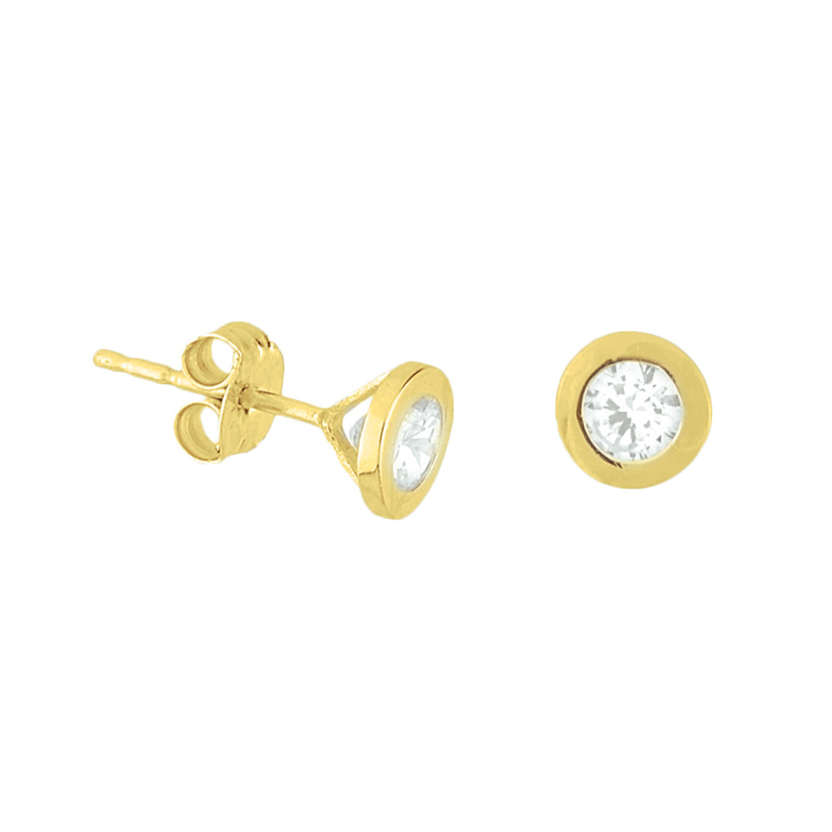 Oorknoppen zirkonia 14k geelgoud