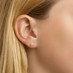 Oorknoppen zirkonia halo 14k geelgoud