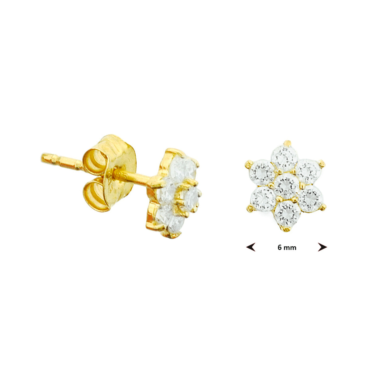 Oorknoppen zirkonia halo 14k geelgoud