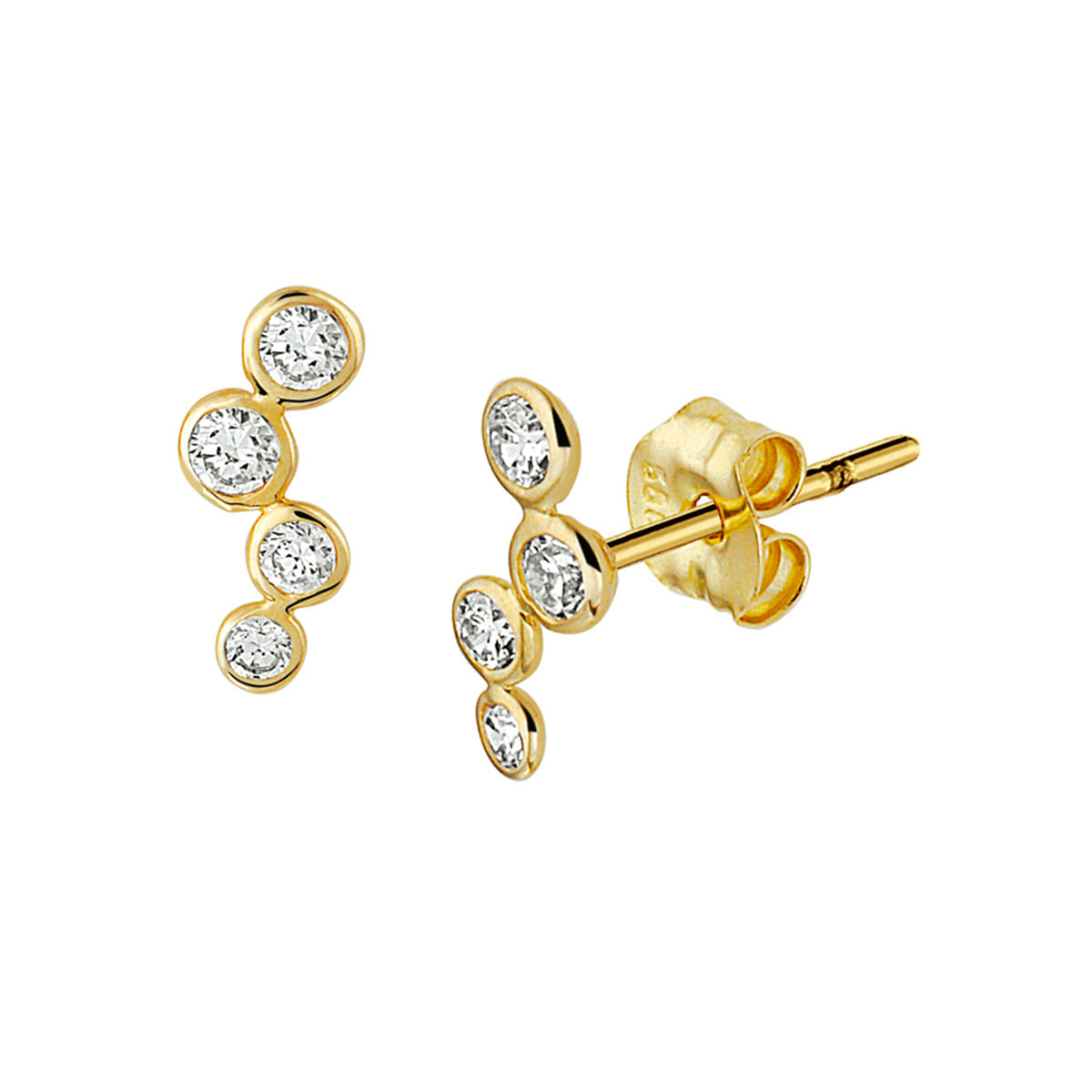 Oorknoppen zirkonia 14k geelgoud