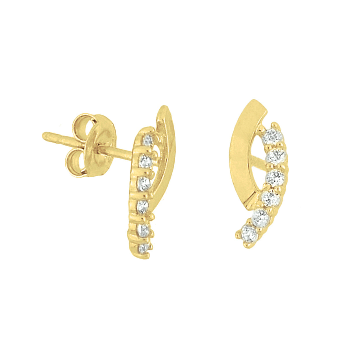 Oorknoppen zirkonia 14k geelgoud