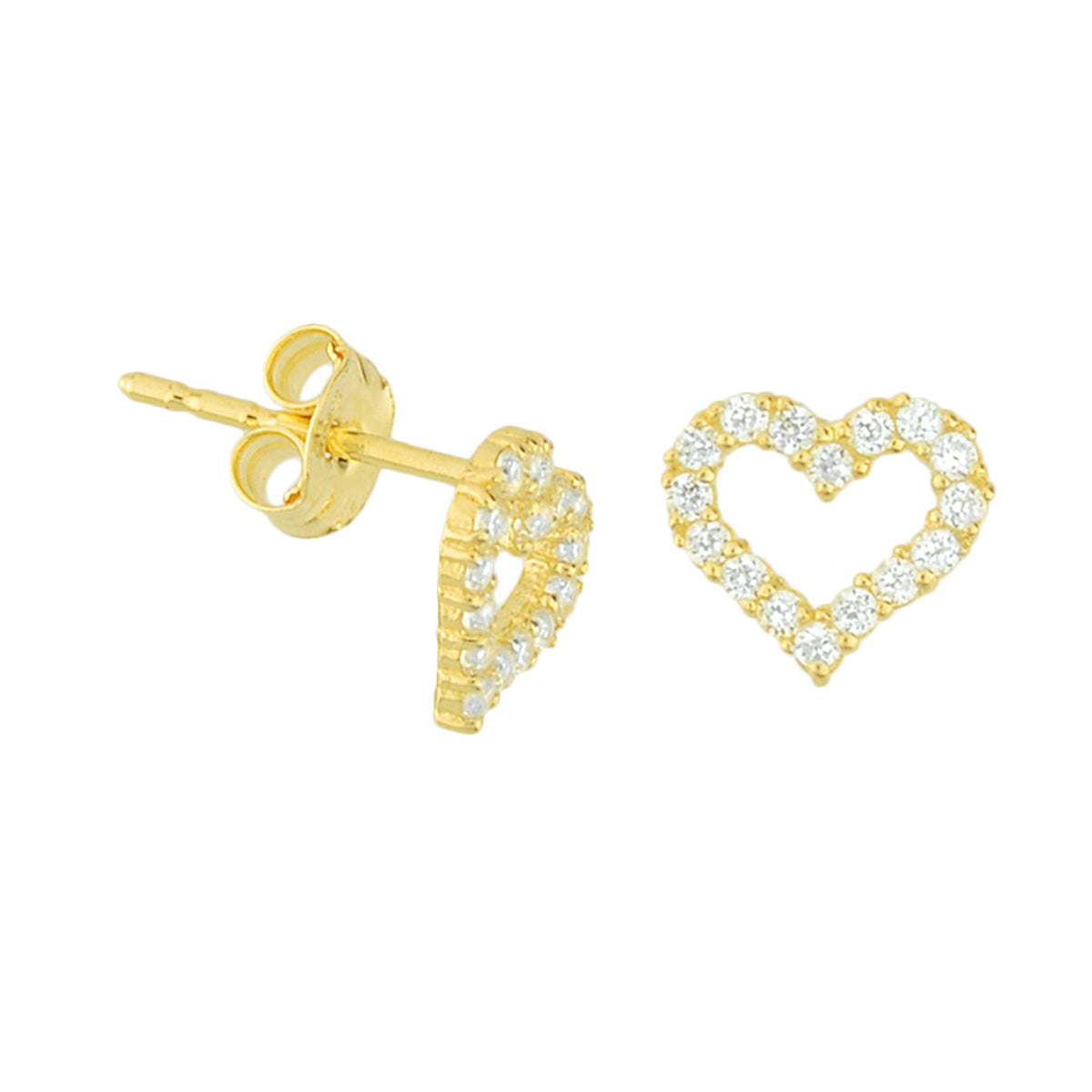 Oorknoppen hart zirkonia 14k geelgoud
