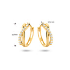Klapoorringen zirkonia 14k geelgoud