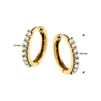 Klapoorringen zirkonia 14k geelgoud