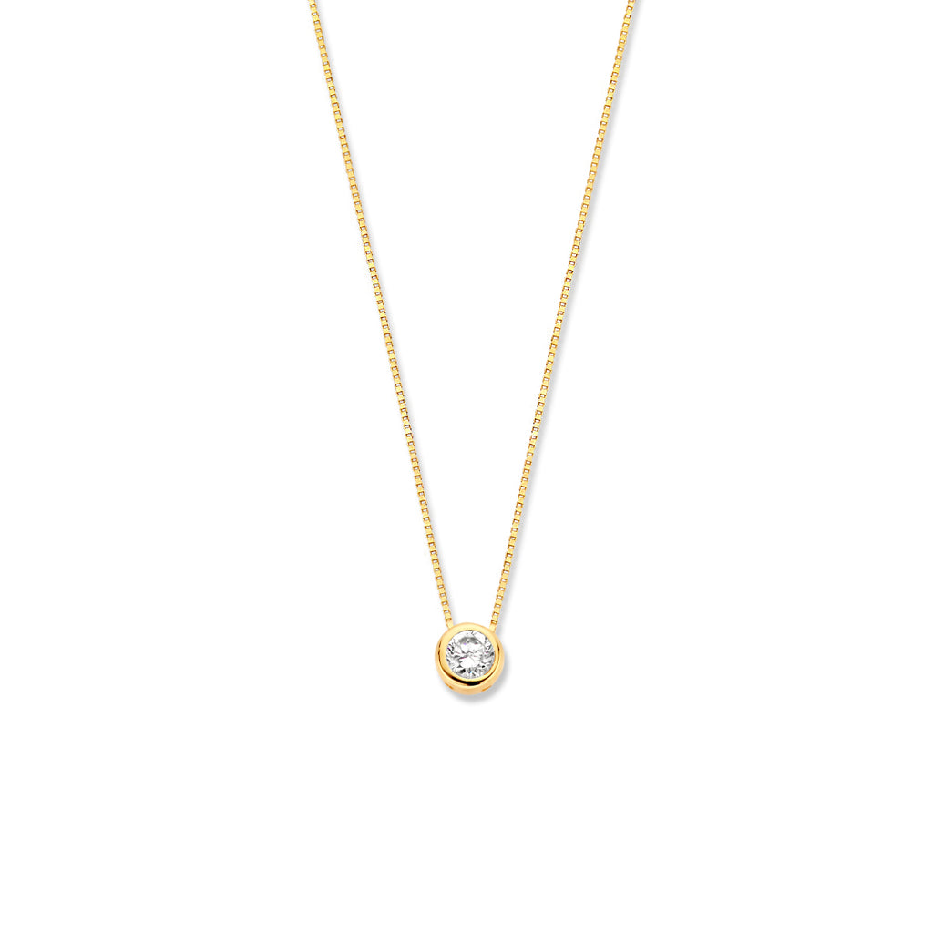 Collier zirkonia 0,5 mm 40 + 2 cm 14k geelgoud