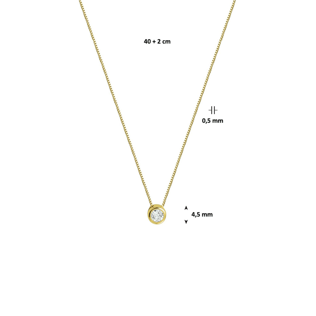 Collier zirkonia 0,5 mm 40 + 2 cm 14k geelgoud