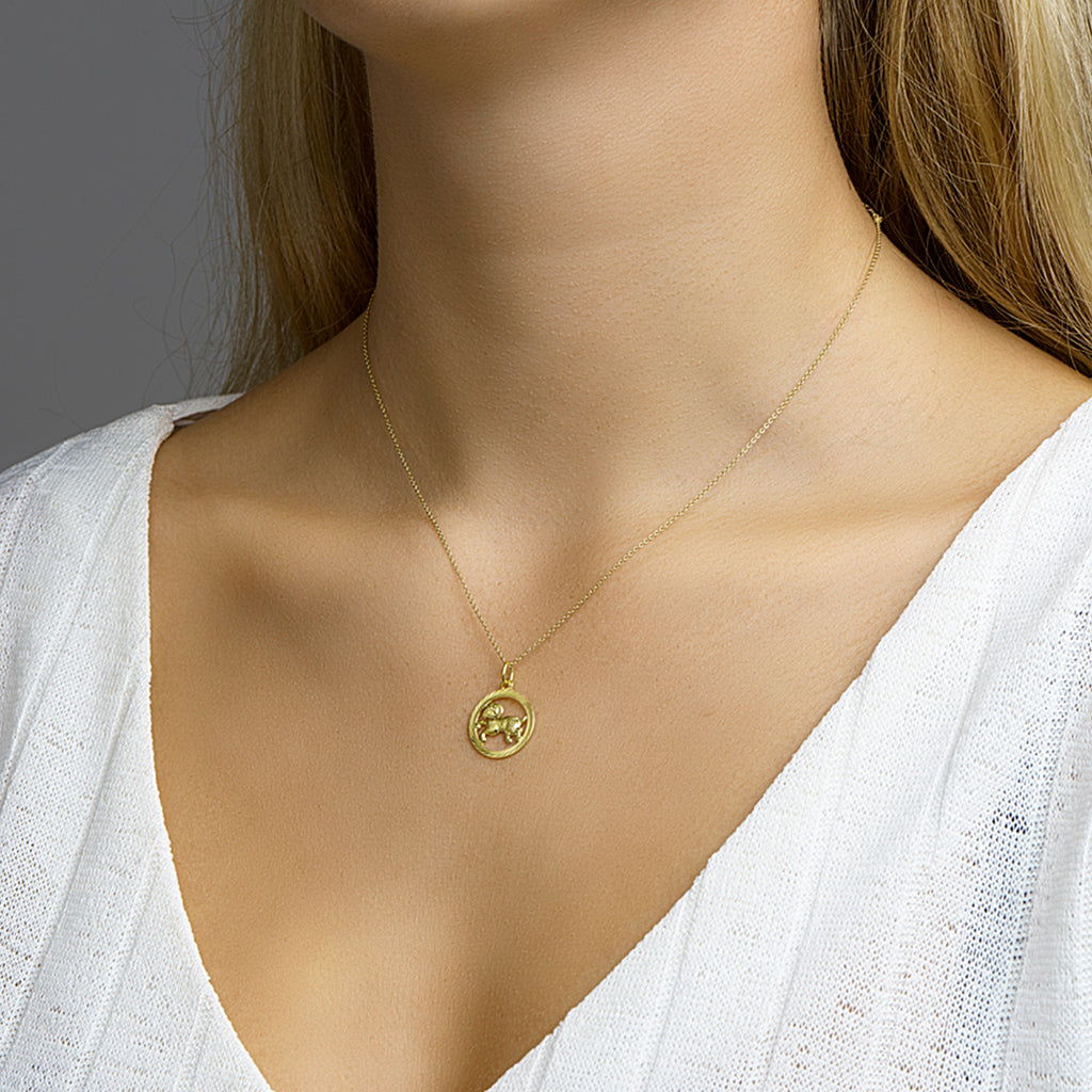 Hanger sterrenbeeld ram gediamanteerd 14k geelgoud