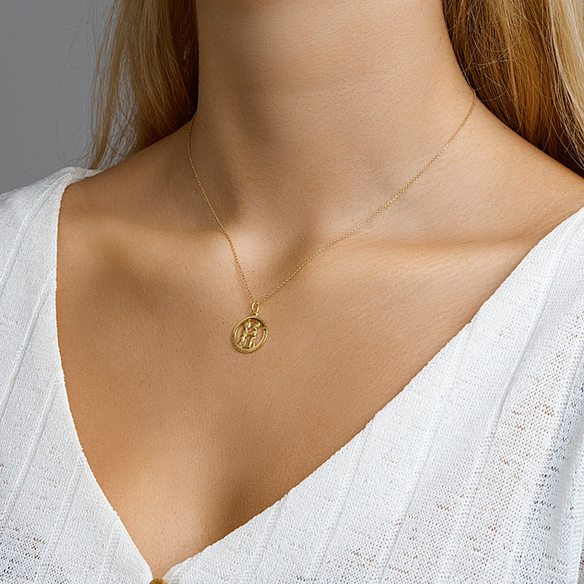 Hanger sterrenbeeld tweeling gediamanteerd 14k geelgoud