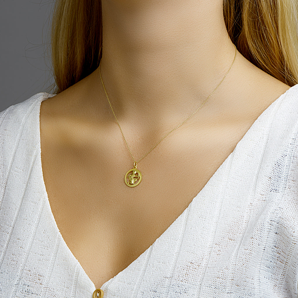 Hanger sterrenbeeld boogschutter gediamanteerd 14k geelgoud