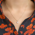 Hanger zirkonia halo 14k geelgoud