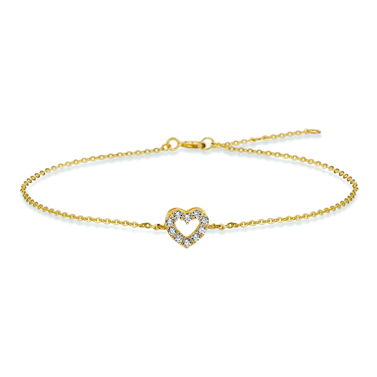 Armband hart zirkonia 1,0 mm 16,5 - 18,5 cm 14k geelgoud