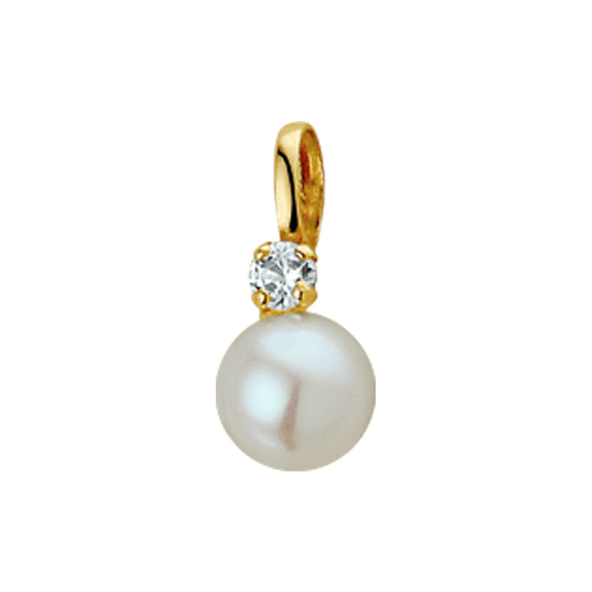 Hanger parel en zirkonia 6 mm 14k geelgoud