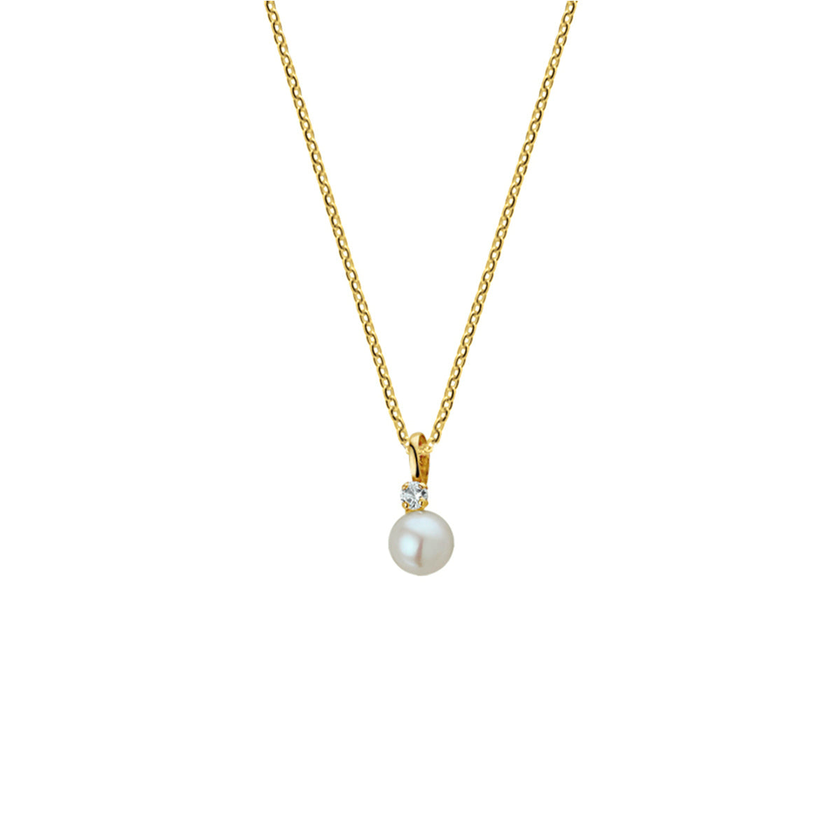 Collier parel en zirkonia 1,0 mm 41 + 4 cm 14k geelgoud