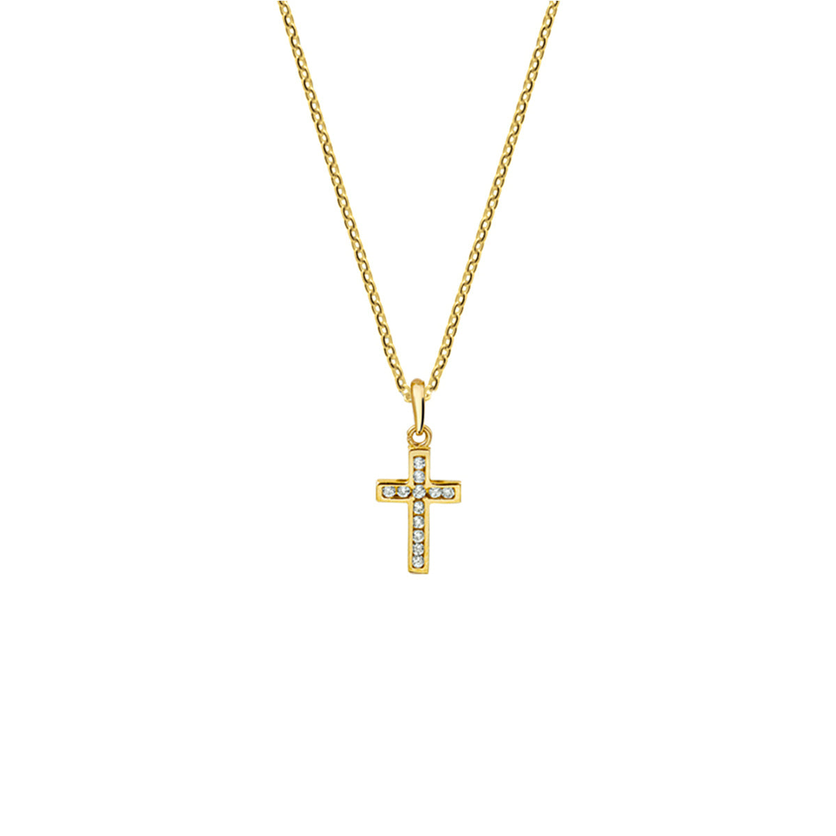 Collier kruis zirkonia 1,0 mm 41 + 4 cm 14k geelgoud