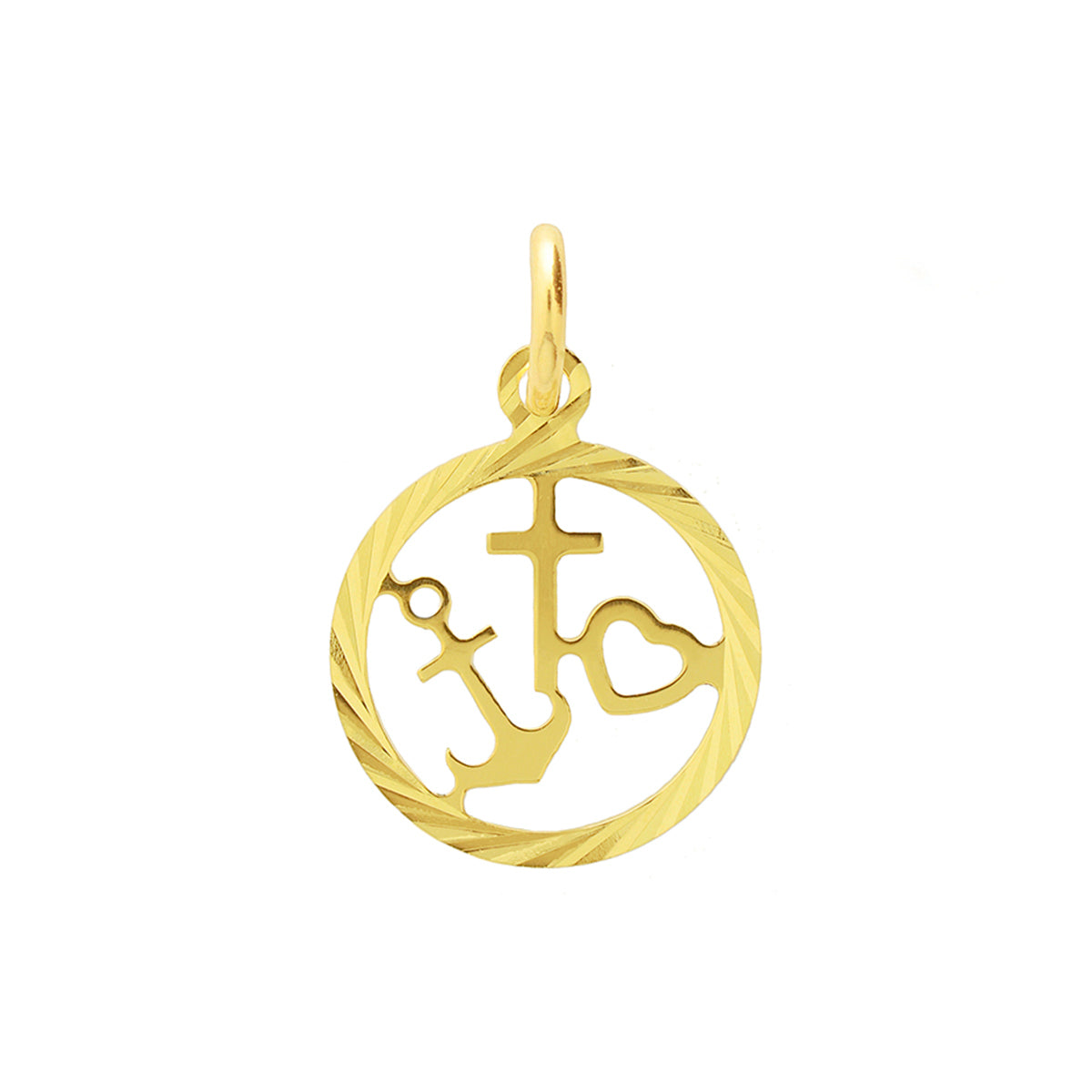 Hanger geloof, hoop en liefde gediamanteerd 14k geelgoud