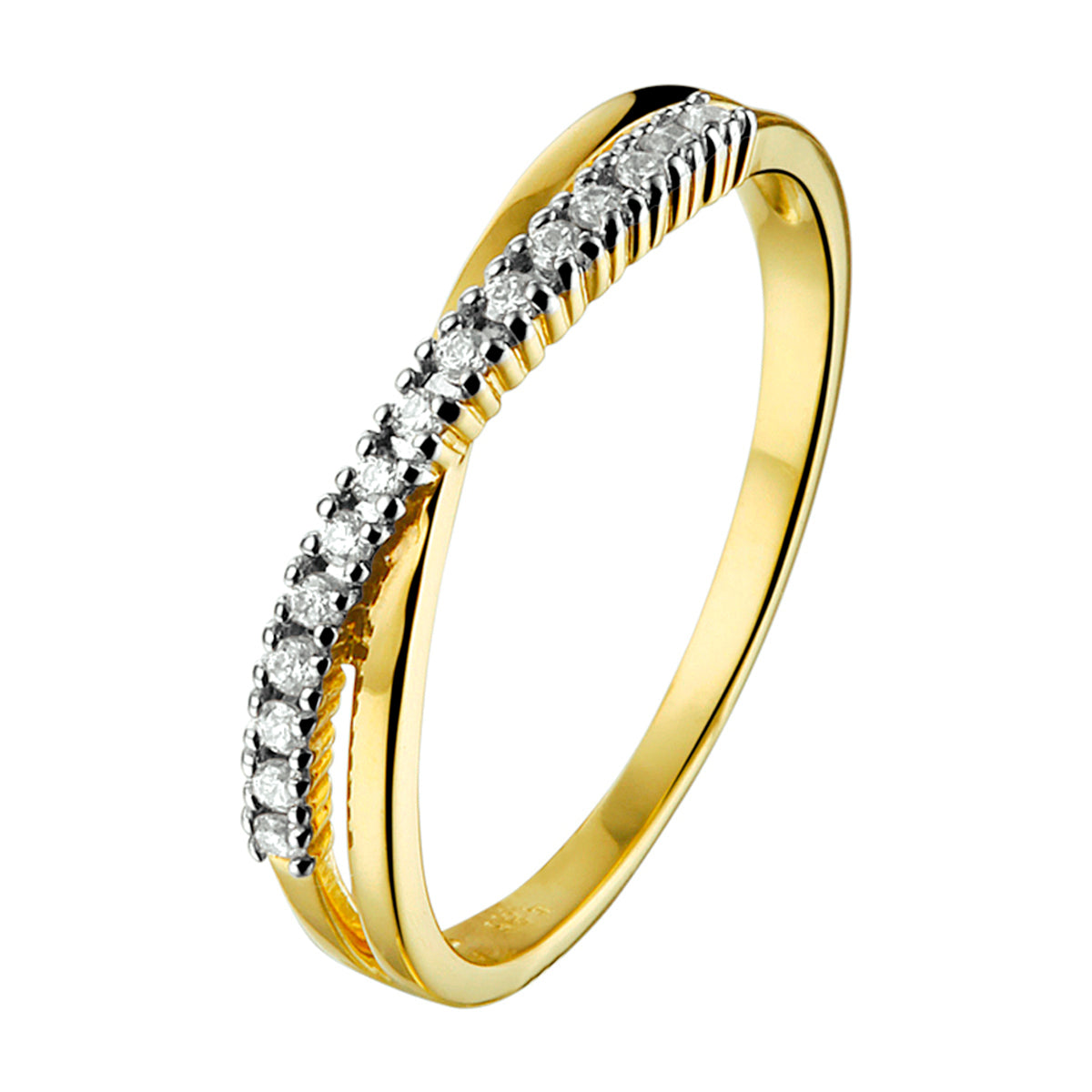 Ring zirkonia 14k geelgoud