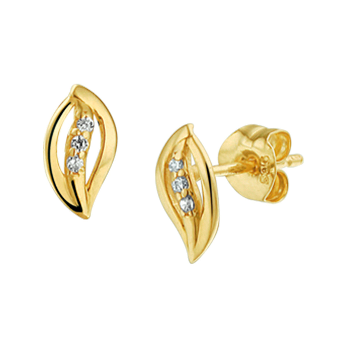 Oorknoppen zirkonia 14k geelgoud