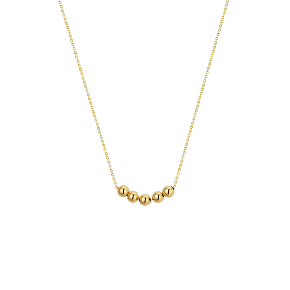 Collier 5 x schuifbol 40 - 42 - 44 cm 14k geelgoud