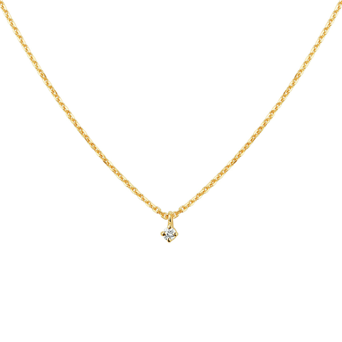 Collier diamant 0.03ct h si 41 - 43 - 45 cm 14k geelgoud