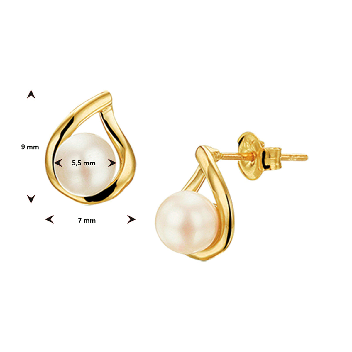 Oorknoppen parel 14k geelgoud