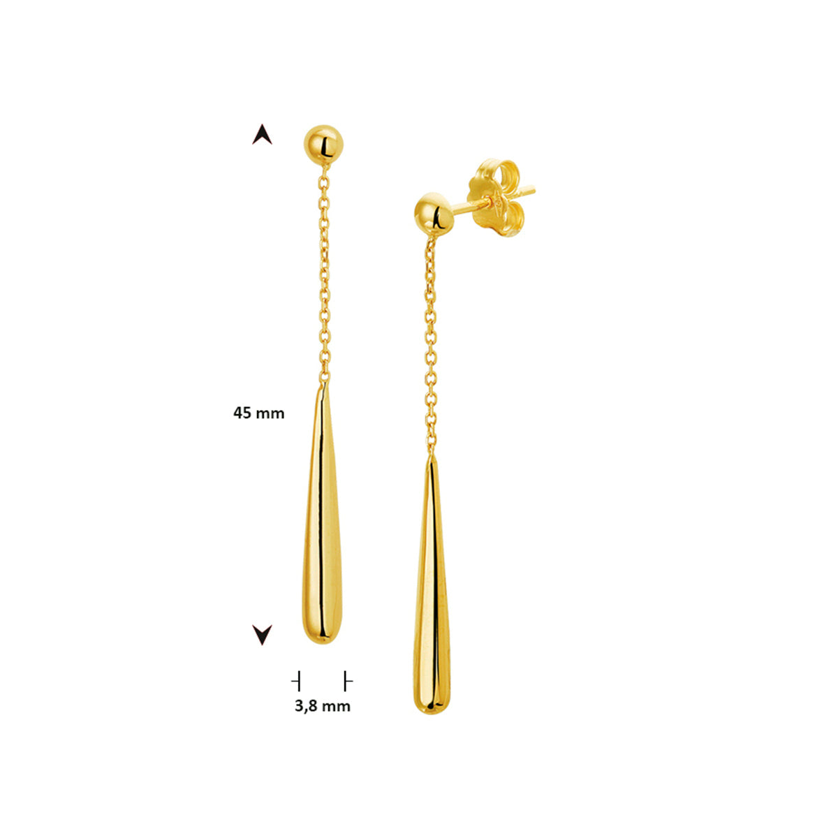 Oorhangers druppel 14k geelgoud