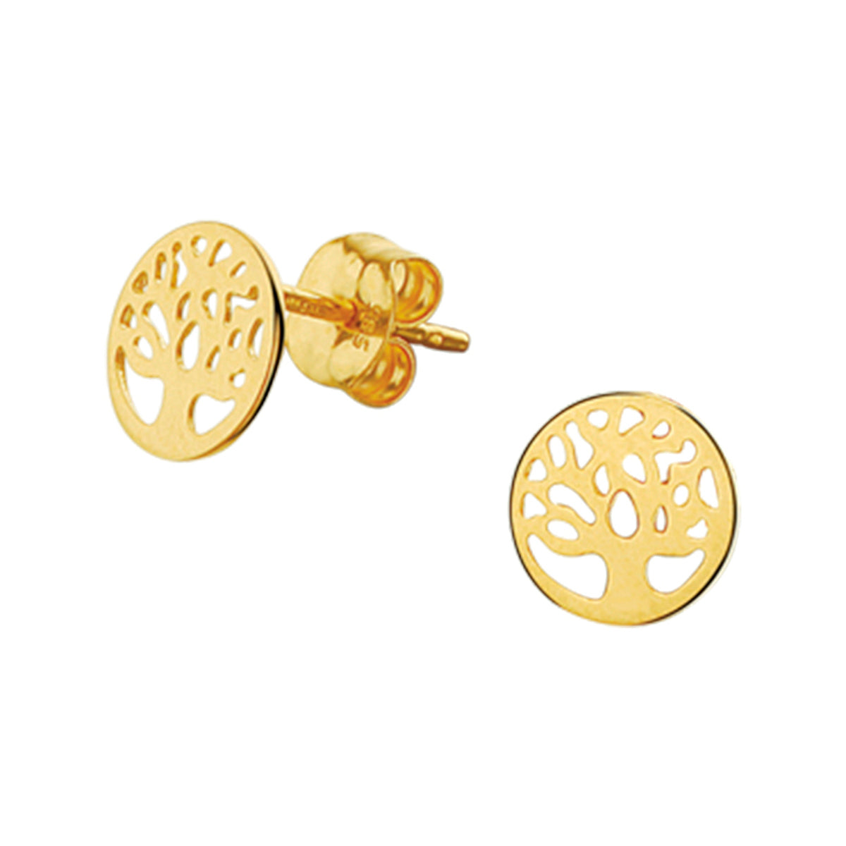 Oorknoppen levensboom 14k geelgoud