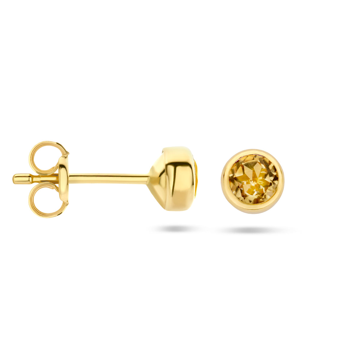 Oorknoppen citrien 14k geelgoud