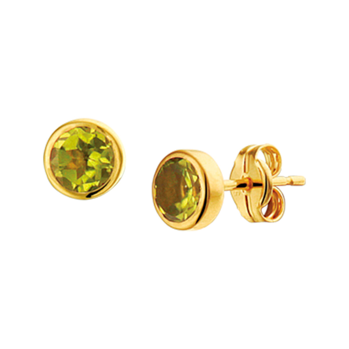 Oorknoppen peridot 14k geelgoud