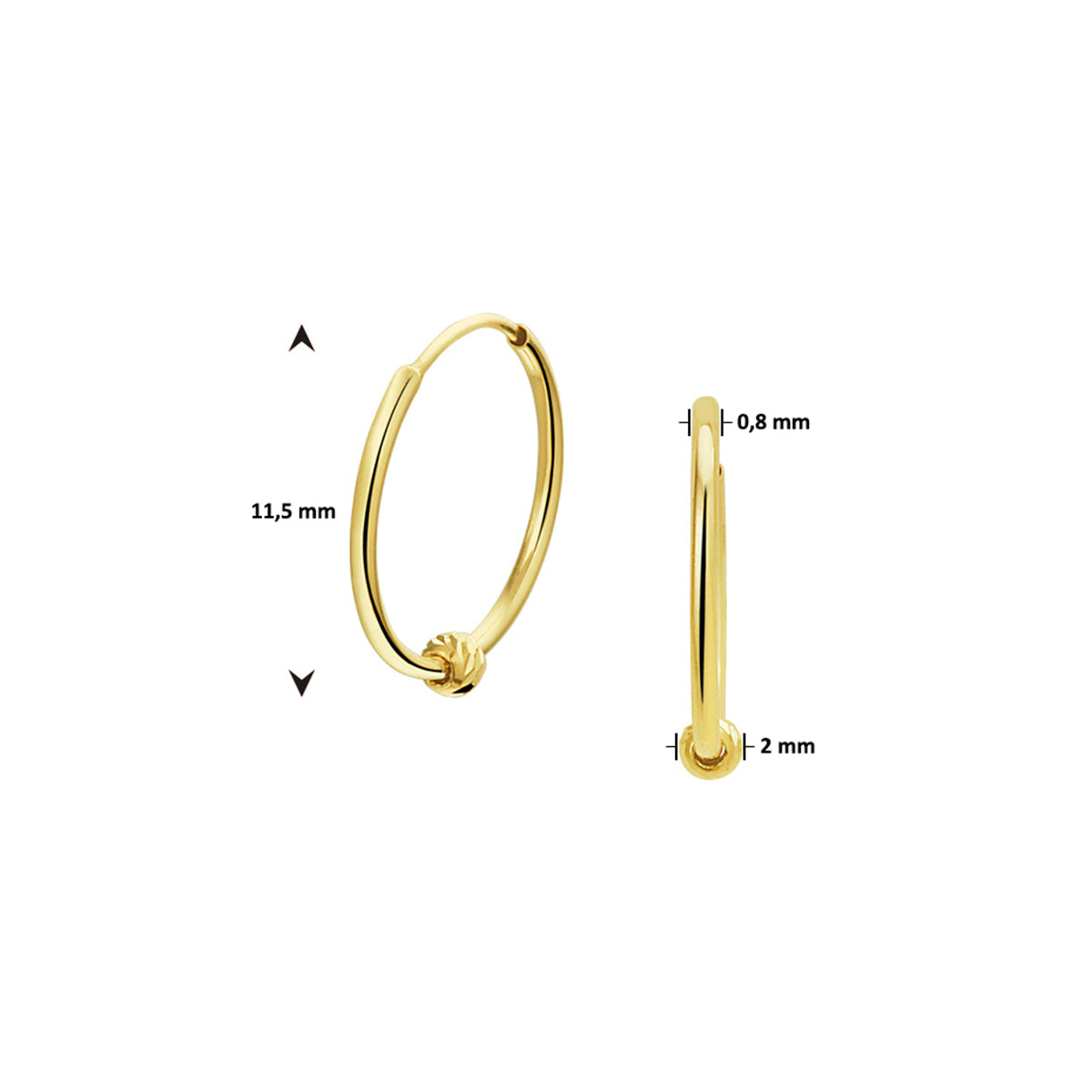 Oorringen bolletje 14k geelgoud