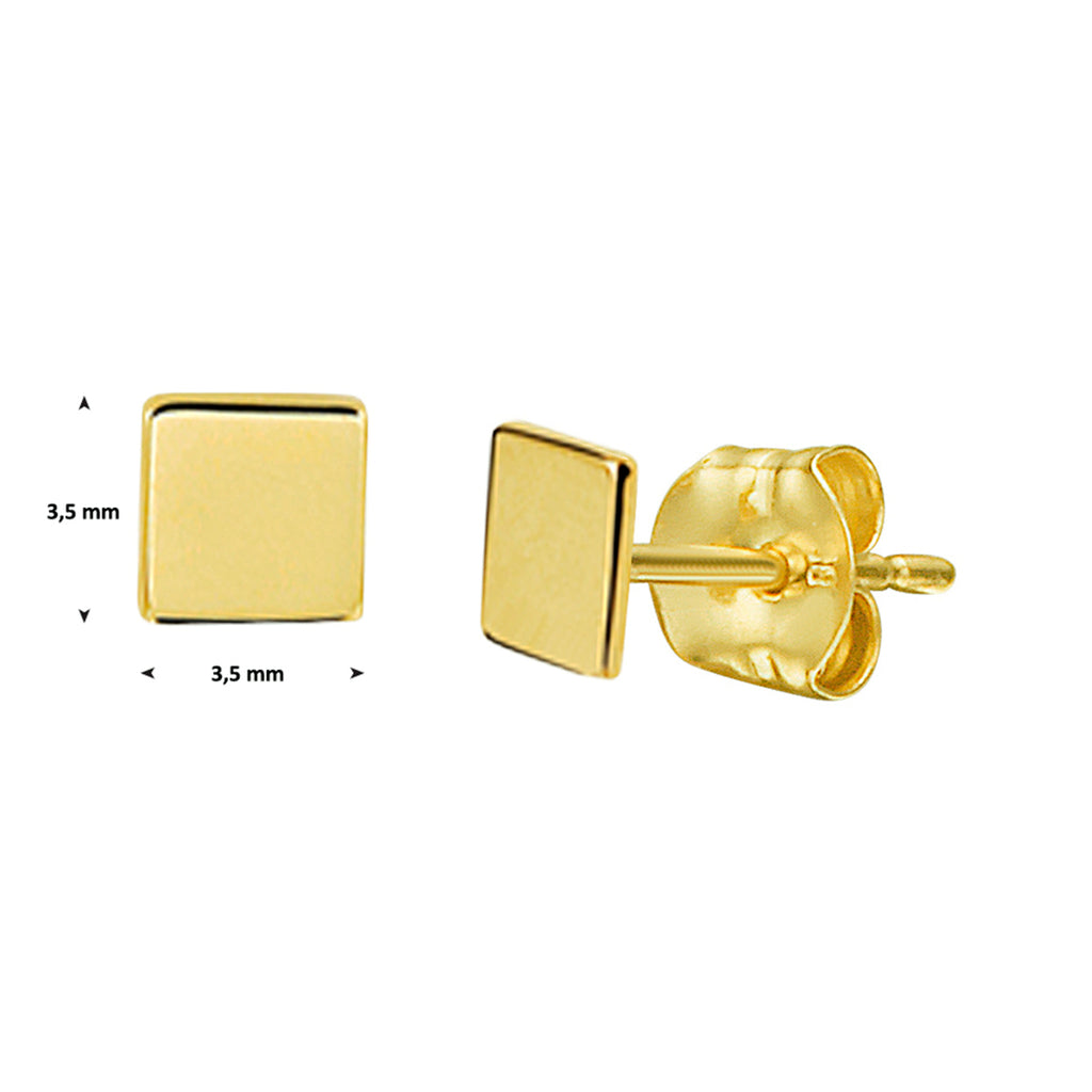 Oorknoppen vierkant 14k geelgoud
