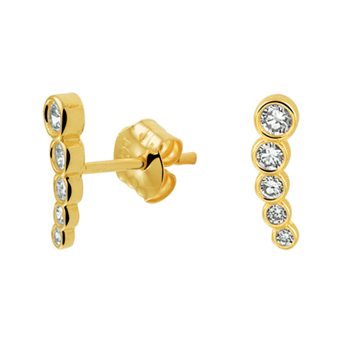Oorknoppen zirkonia 14k geelgoud