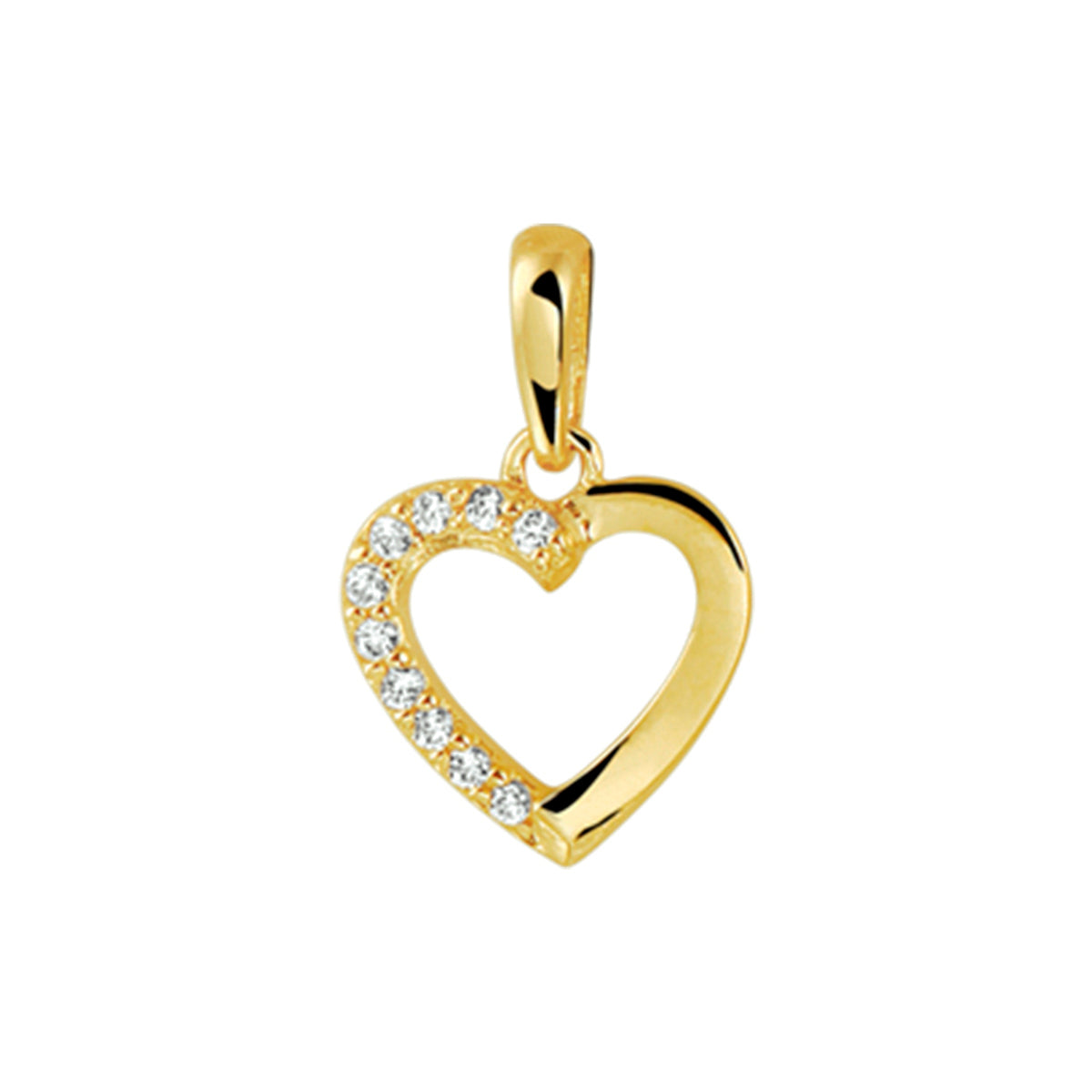 Hanger hart zirkonia 14k geelgoud
