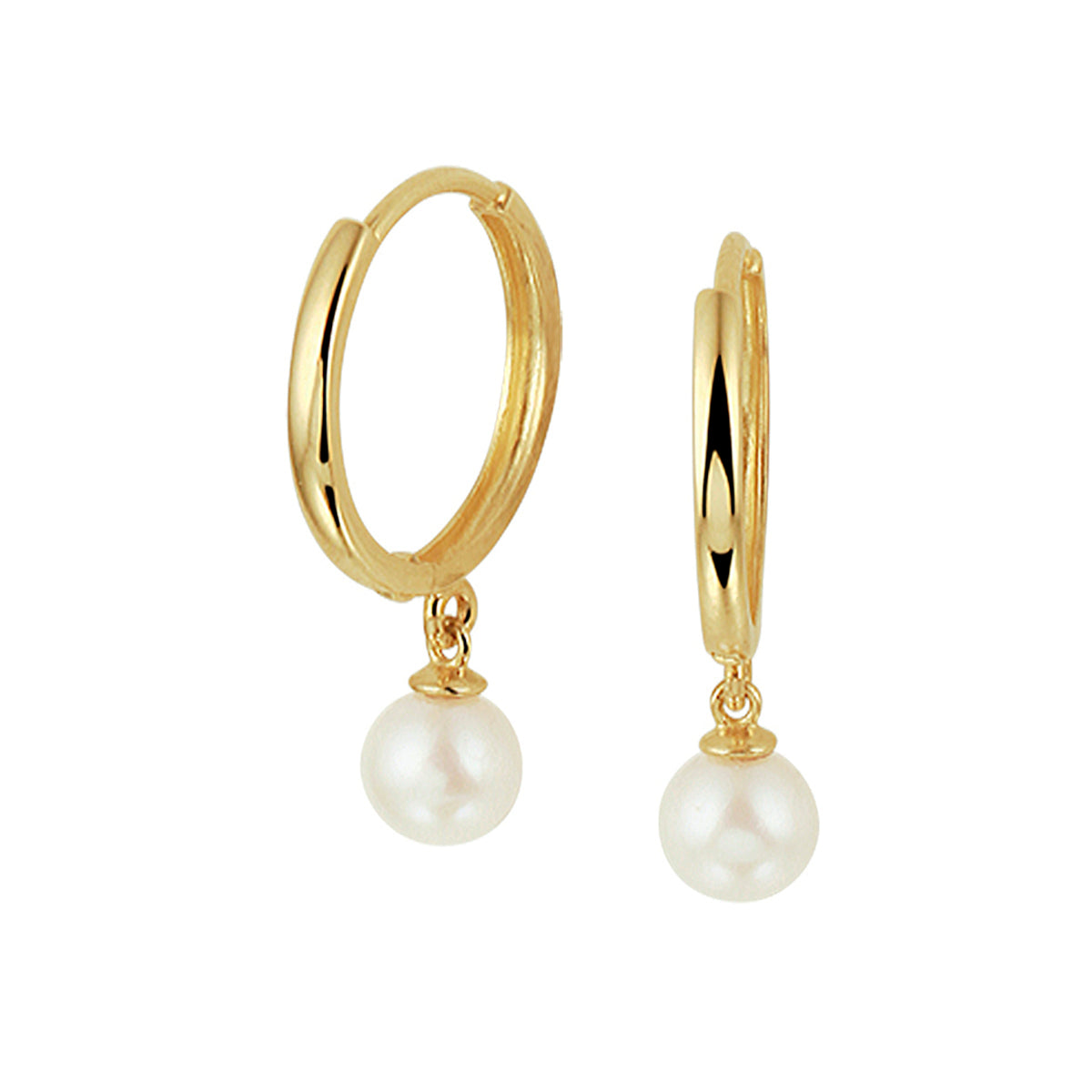 Klapoorringen parel 14k geelgoud